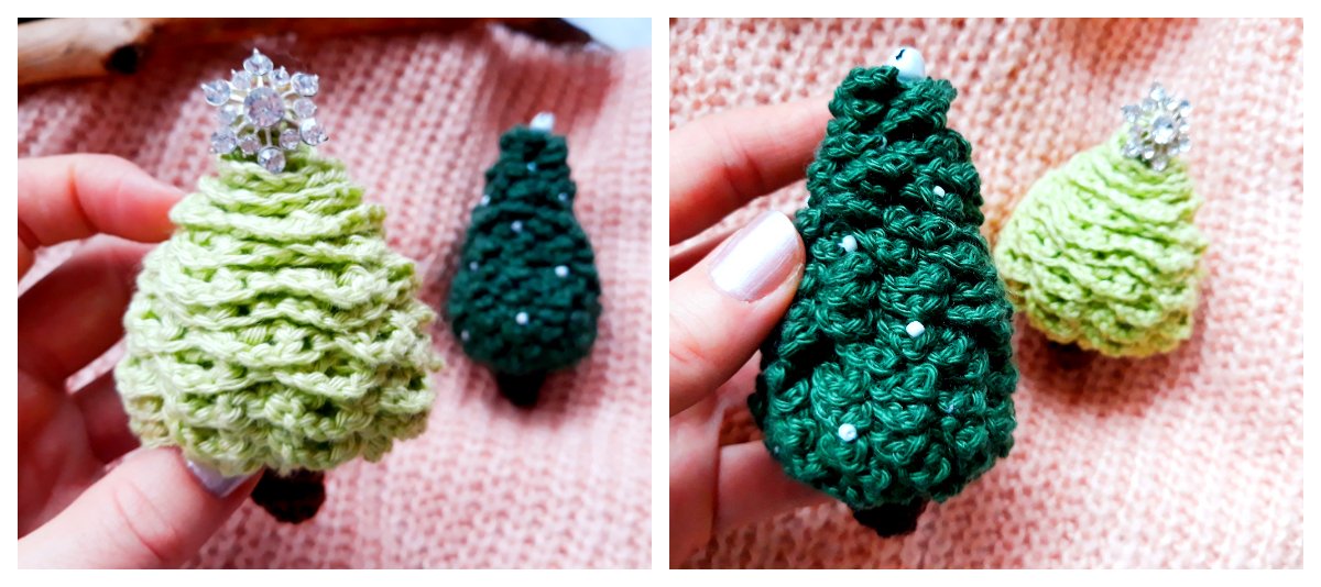 Blog-Inhaltsbild für 'Zweierlei Weihnachtsbäumchen, kostenlose Häkelanleitung'